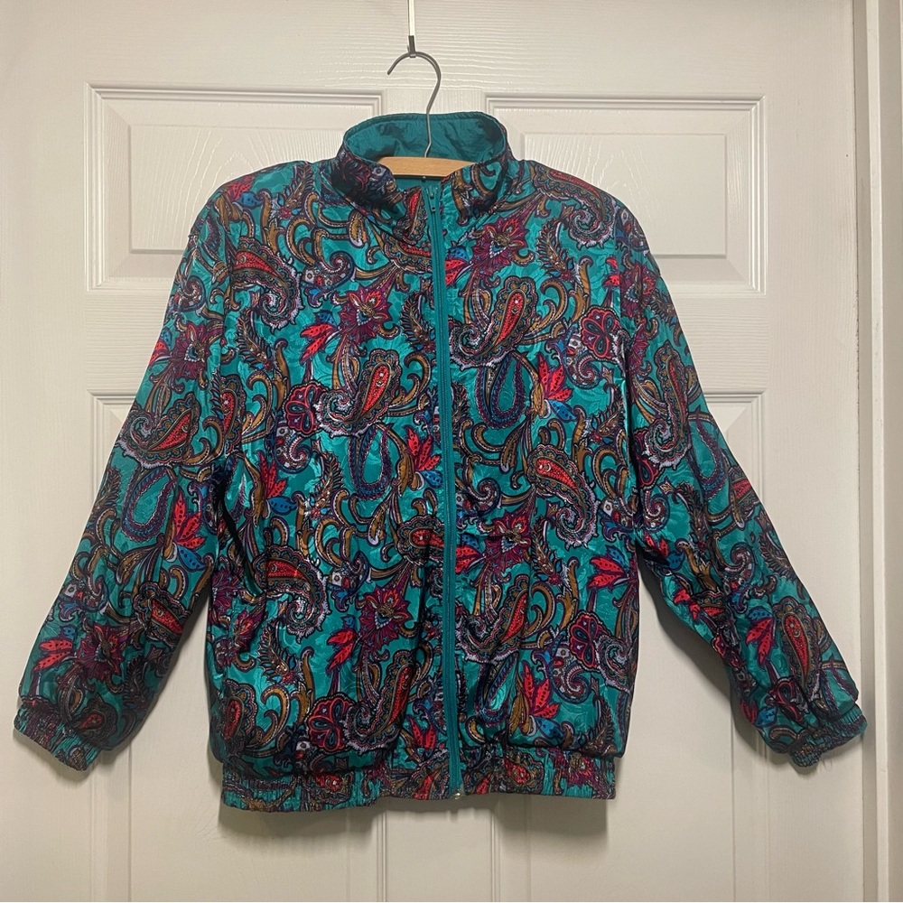 Amanda Smith Sport Women’s 90s Vintage Jacket Small Paisley Windbreaker Fall